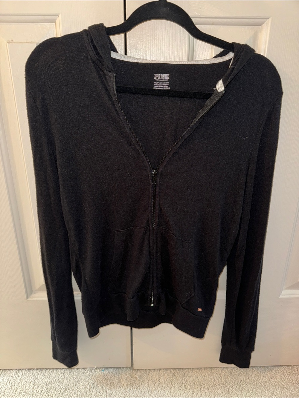 PINK Victoria's Secret set- Black Zip Hoodie Sweater and Joggers